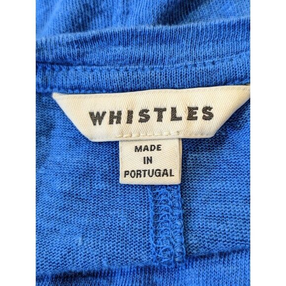 Whistles Womens Top Medium Royal Blue Linen Flutter Frill Sleeve Slub Knit - Picture 4 of 6